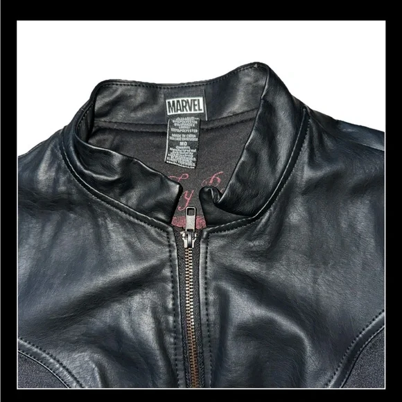 Marvel Women's Black Leather Jacket size medium - Picture 5 of 12